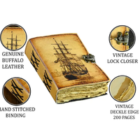 Carnet de voyage vintage en cuir véritable avec papier à bords festonnés 7x5, style classique, fait main, cadeau d'aventure pour écrivain