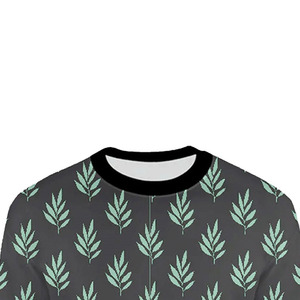 Men's Crew Neck Sweatshirt Regular Fit Printed <b>Leaf</b> Pattern Mint Green and Gray Pullover Casual Autumn Wear - Product Image 4