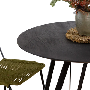 Mesa de Exterior para Cafetería o Restaurante, Estilo Moderno, Redonda, de Mango Macizo con Acabado Negro Arenado, Patas Metálicas - Product Image 3