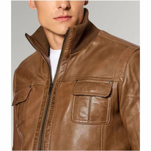 เสื้อแจ็กเก็ตบอมเบอร์หนัง PU ขนาดใหญ่ของผู้ชายปรับแต่งได้ตามต้องการปกเสื้อแบบมีซิปหน้าสำหรับขี่มอเตอร์ไซค์ฤดูหนาวแนวสตรีท - Product Image 4