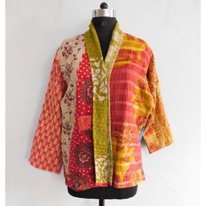 Veste courte en coton matelassée florale vintage pour femme, vêtement de fête, manches longues, manteau tissé - Product Image 2