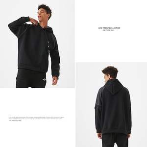 Sudadera informal de invierno para hombre ODM Sudadera con capucha de manga larga Diseño sólido Sudadera personalizable con cuello con capucha Tops con cordón - Product Image 3