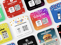 Plaque NFC personnalisée en gros pour usine, support d'affichage de commentaires Google, TikTok, LinkedIn, Instagram, lien de commentaires d'entreprise