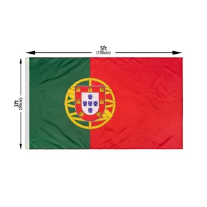 Euro 2024 Festa de Futebol 100% Poliéster Durável 90x150cm Personalizar 3x5 pés Bandeira de Portugal Bandeira de Portugal