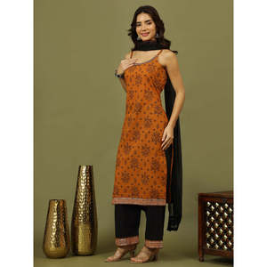 ชุดคุรตะผ้าฝ้ายพิมพ์ลายบันดานีสำหรับผู้หญิง พร้อมกางเกงปาลาซโซและผ้าคลุมไหล่ - Product Image 3