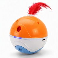 Jouet interactif intelligent pour animaux de compagnie à 360 degrés, rechargeable par USB, jouet à roulement automatique pour chat et chien avec plume pour jouer en intérieur