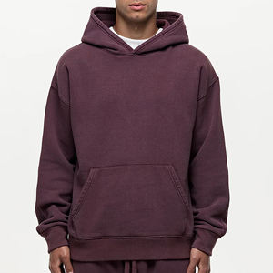 Sudadera de Felpa Francesa de 500 g/m², Estilo Urbano, Bordado con Pedrería, Lavado Ácido Decolorado al Sol, Parche Desgastado, 100% Algodón Peinado - Product Image 1