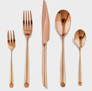 Luxury High Quality Stainless Steel <b>Gold</b> Flatware Set with Unique Round Handle Design Royal Look Flatware Set - Product Image 2