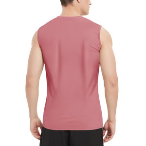 Venta al por mayor de poliéster Spandex Camisa sin mangas transpirable al aire libre de diseño personalizado Deportes Tallas grandes de los hombres Fitness Gym Tank Tops - Product Image 5