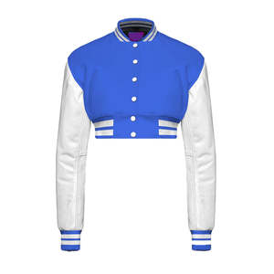 Haute qualité femmes culture université veste laine corps Denim veste broderie personnalisée en cuir manches manteau d'hiver - Product Image 4