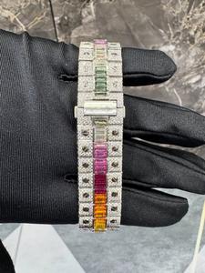 VVS Moissanite GRA Diamond Iced Rainbow Fully Automatic Wristwatch for Men 41mm Square Stainless Steel Case Luxury Mechanical - Product Image 5