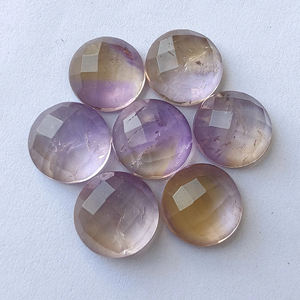 Increíble calidad Natural ametrino forma redonda Checker Cut piedras preciosas parte posterior plana calibrada al por mayor, tamaños personalizados disponibles - Product Image 1