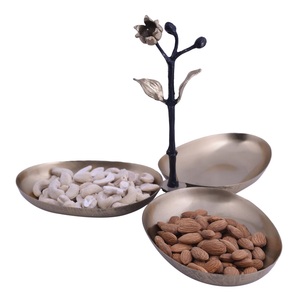 Bol de service de fruits antiques en aluminium dans des plateaux à salade au design unique, bols de service à popcorn à Joint de feuille - Product Image 6