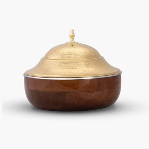Cazuela de madera elegante con tapa de metal Servidor de comida caliente para el hogar Cocina Restaurante Boda Comedor Vajilla Esencial - Product Image 2