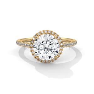 Top qualité 14 carats or jaune Moissanite vente en gros bijoux de mode personnalisés mariage fiançailles Solitaire bague en diamant pour les femmes - Product Image 1