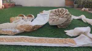 Ensemble Turban de Mariage Indien avec Stole en Chanderi et Chaussures pour Pagdi Traditionnel, Turban Royal, Accessoires pour Homme, Safa - Product Image 3