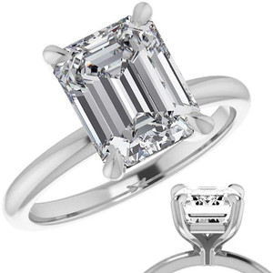 Bague solitaire SHREYA DIAM en moissanite taille émeraude, sertie de griffes en argent 925, style minimaliste classique, pour femme - Product Image 1