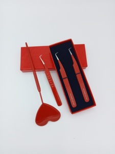 Custom Logo Stainless Steel Eyelash Tweezers with <b>Heart</b> <b>Shape</b> Mirror Gift <b>Box</b> Professional Lash Extension Tool - Product Image 4