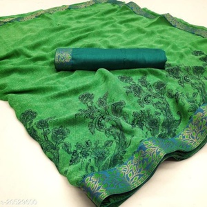 Blusa Sari de Georgette con Estampado Digital de Diseñador FATEMA FAISHION para Mujer, para Fiestas Diarias, Bodas, Estilo Indio Pakistaní - Product Image 6