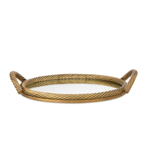 Elegante bandeja de metal con acabado dorado y espejo de cristal para hoteles, restaurantes y hogares de alta gama - Product Image 1