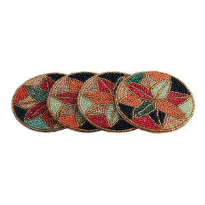 Posavasos de Arte Textil Bohemio Coloridos, Decoración de Mesa Hecha a Mano, Diseño con Cuentas, Decoración Clásica Única para el Hogar, Poliéster Personalizado - Product Image 1