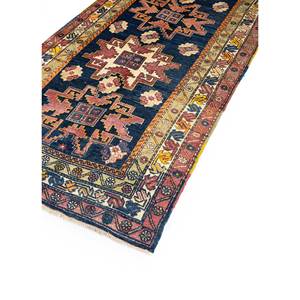 Nuray Blue Hand Knotted Wool Rugs Geometric Pattern Hallway Rectangle Carpet for Living Room Decorations 9x12" Size - Product Image 2