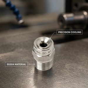 Boquilla de pulverización de cono completo de precisión industrial SS304, atomización de agua de alta velocidad para enfriamiento, limpieza y supresión de polvo - Product Image 1