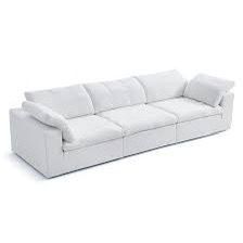 Modern White Modular Sectional Sofa with Removable Cushions Living Room <b>L</b>-<b>Shaped</b> Couch - Product Image 2