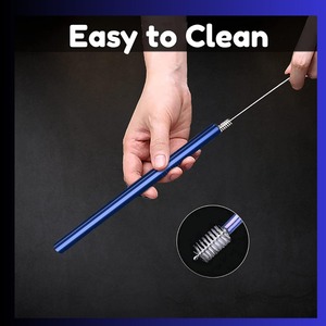 High Quality Reusable Stainless Steel Natural Metal <b>Straws</b> Brush Eco-Friendly Kitchenware Custom Logos Bamboo for Long Drinking - Product Image 2