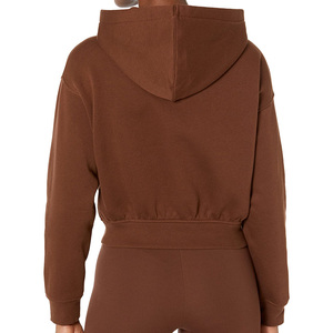 Sudadera con Capucha Corta de Diseño Moderno, Informal, Estilo Urbano, Hombros Caídos, Transpirable, Ecológica, Tejida, para Mujer - Product Image 2