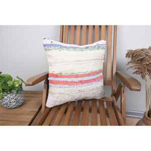 Coussin Kantha en laine multicolore 18x18 pouces Coussin décoratif tissé avec motif vintage - Product Image 1