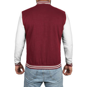 Chaqueta Bomber Varsity Informal con Bordado de Parche de Cuero Personalizado de Lana y Cuello Vuelto para Hombre - Product Image 4