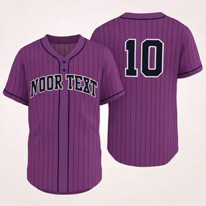 Vente en gros uniforme de baseball vierge à col en V maillot de baseball personnalisé à rayures et à boutons de l'équipe sportive baseball personnalisé - Product Image 6