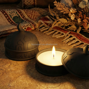 Jueone Crescent Moon Eid Al-Fitr Ramadan Décoration de maison en béton écologique 8oz Pot à bougie vide réutilisable pour l'intérieur/l'extérieur Ornement - Product Image 4