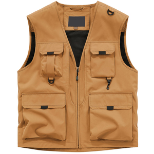 Chaleco Cargo sin mangas informal transpirable de secado rápido para hombre, varios bolsillos, servicio OEM, ropa de calle personalizable para senderismo - Product Image 1