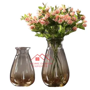 Set of 2 Size Luxury Home Hotel Decorative Glass Vase Customize Finished Accepted Glass Flower pot at Cheap price