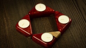 Porte-bougie en résine et bois artisanal, décoration de table, bougeoir pour bougie chauffe-plat, forme personnalisée, maison, bureau, hôtel - Product Image 5