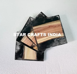 Sous-verre artisanal en bois époxy et résine d'acacia de la meilleure qualité Dessous de verre à thé en bois fait à la main - Product Image 6