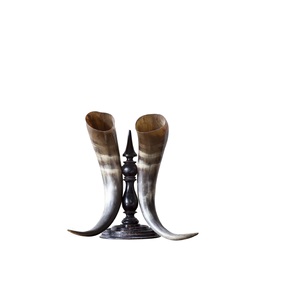 Único par de cuernos de búfalo último soporte cuadrado de latón y madera hecho a mano brillante par de cuerno de búfalo pulido al mejor precio - Product Image 5