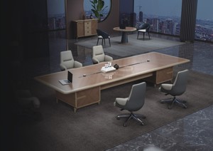 Mesa de Conferencia de Madera Sólida de Lujo, Moderna, Extensible y Plegable, con Caja de Carga para Cables, con Elementos Chinos, Muebles de Oficina para Hotel - Product Image 3