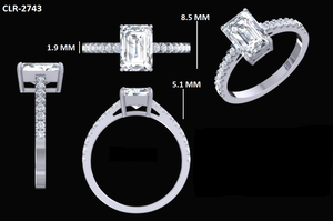 Anillo de Compromiso Lurba Jewels con Moissanita de Corte Esmeralda de 2 Quilates, Anillo de Boda de Lujo en Plata de Ley 925, Regalo para Mujer - Product Image 6