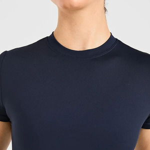 เสื้อยืดเข้ารูปสีกรมท่าสำหรับผู้หญิงเสื้อยืดแขนสั้นนุ่มน้ำหนักเบาระบายอากาศได้ดีดีไซน์ใหม่ล่าสุด - Product Image 4