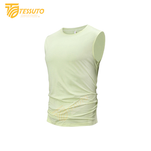 TESSUTO-Camiseta sin mangas con cuello redondo para hombre, transpirable, de punto, informal, con lavado de lejía, estilo Gymwear, camiseta sin mangas ajustada de estilo activo - Product Image 2