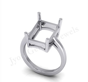 Solid 925 Sterling Silver <b>Blank</b> Rectangle Prong Setting Semi Mount Stone Setting <b>Ring</b> Custom Jewelry Wholesale Manufacturers - Product Image 4