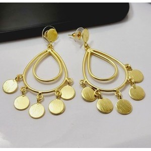 Boucles d'oreilles pendantes en laiton plaqué or, faites à la main, tendance - Product Image 4