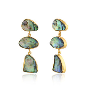 ต่างหูหินเปลือกหอยเป๋าฮื้อชุบทอง18K 925ชุดสะสมเงินกระดุมของขวัญวันเกิดเหมาะสำหรับผู้หญิง - Product Image 2