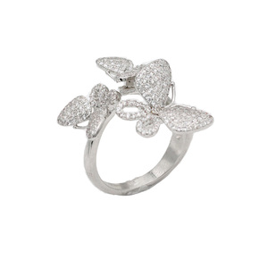 CZ anelli in resina placcata oro rosa regolabili alla moda apertura intarsio forma numero - Product Image 2