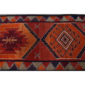 Turkish <b>Runner</b> Rug 3.3x9.3 ft, <b>Red</b> Blue Animal Print Rug Wool - Product Image 5