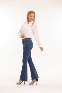 ขายส่งยุโรปเอวสูงผู้หญิงสบายๆตรงขากว้างกางเกงยีนส์กางเกงคาร์โก้ล้างStreetwear Custom Skinny Dark Blueกางเกงยีนส์ - Product Image 2