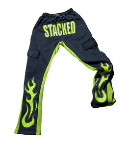 Custom Outdoor Streetwear Y2k Baggy 100% Cotton Joggers Flare Stacked Cargo Rhinestone Men's Pants & Trousers - Product Image 3